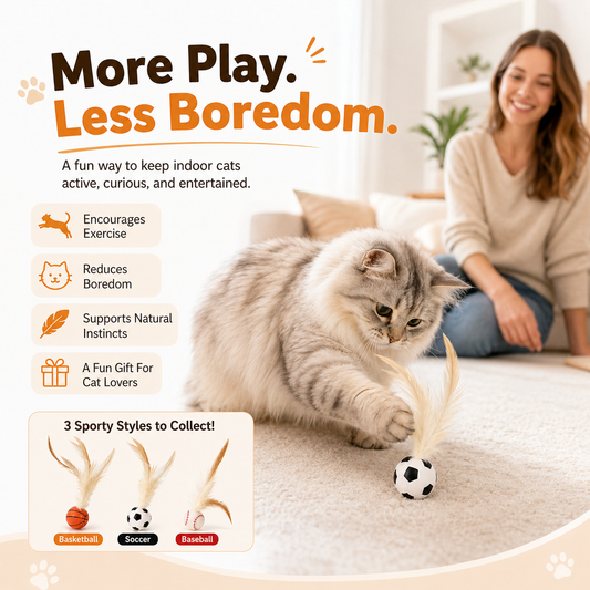 Feather Bouncy Cat Toy Ball